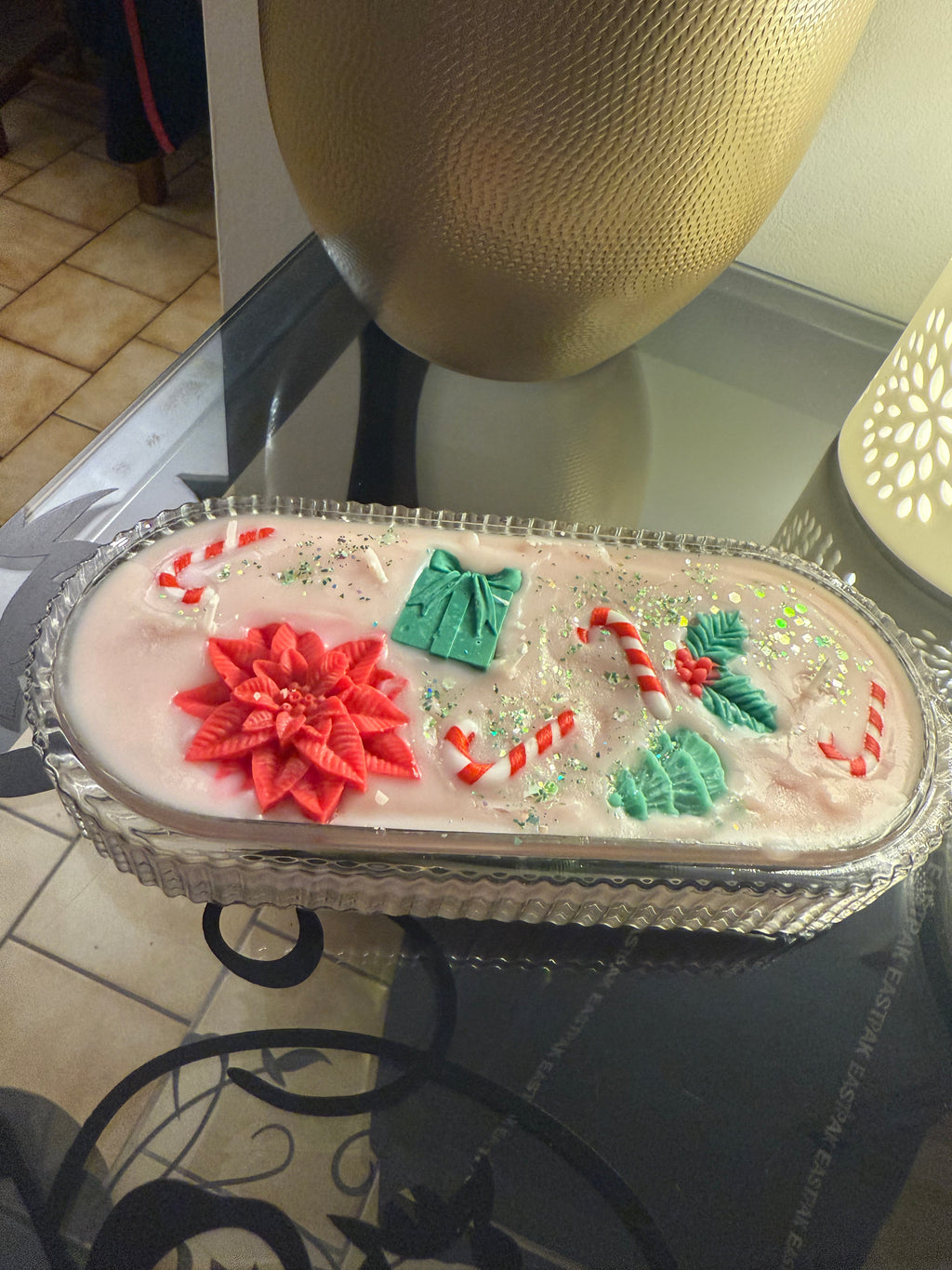 Bougie thème Noël centre de table décoratif