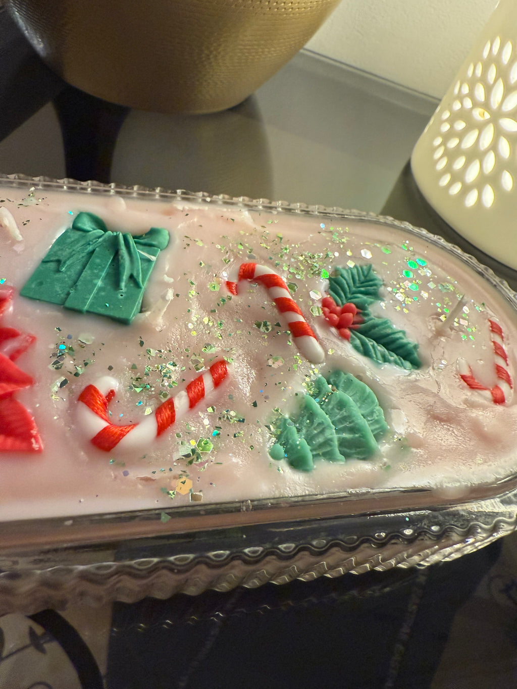 Bougie thème Noël centre de table décoratif