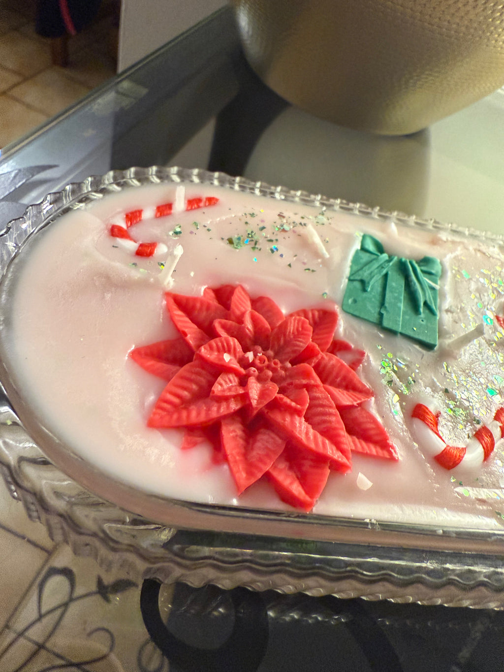 Bougie thème Noël centre de table décoratif