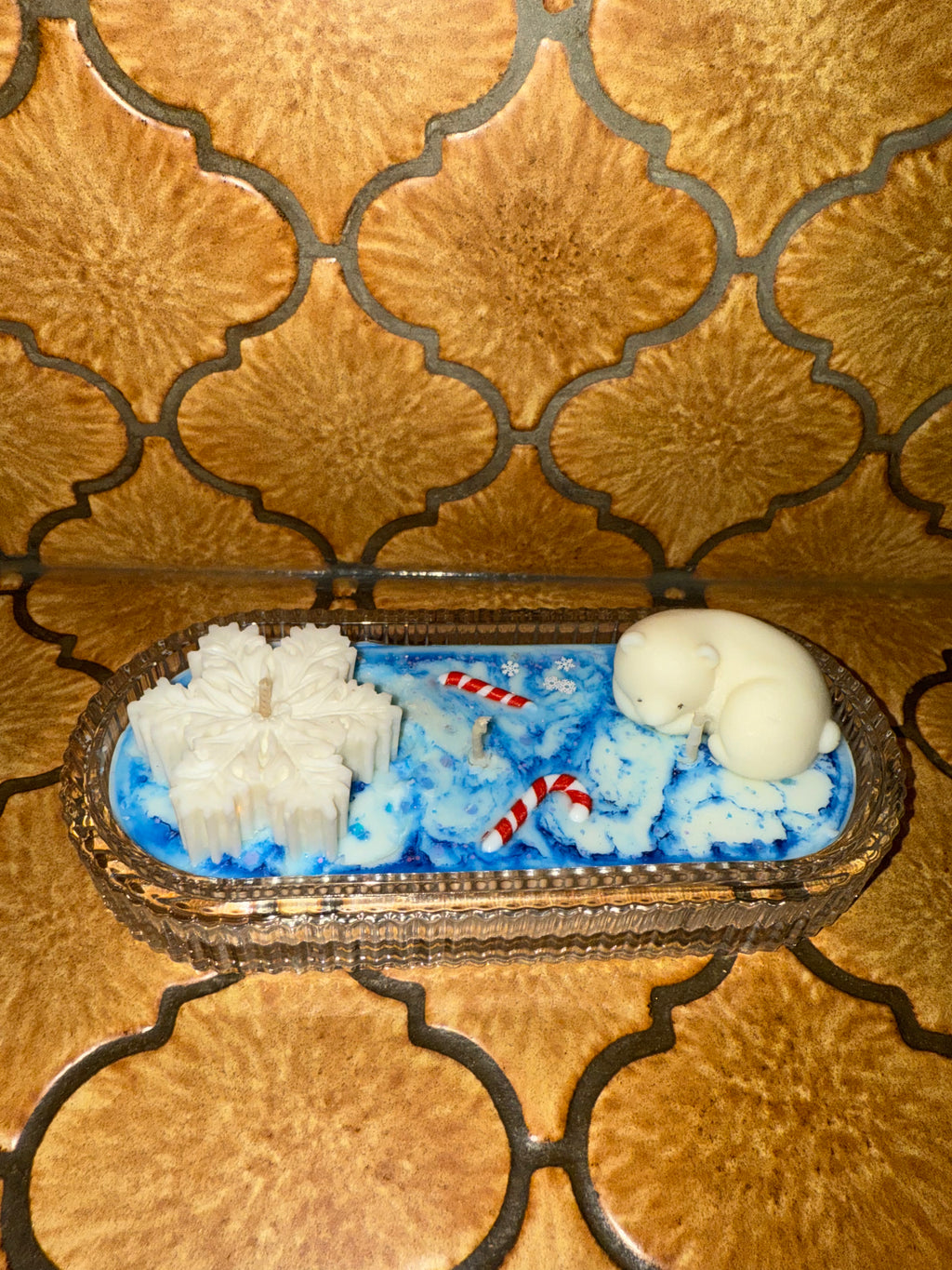 Bougie thème Noël ours polaire centre de table