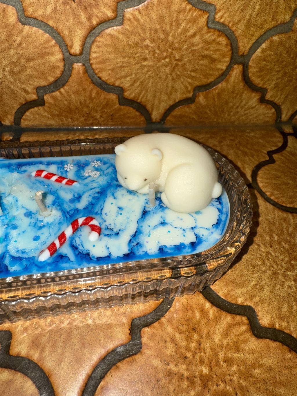 Bougie thème Noël ours polaire centre de table