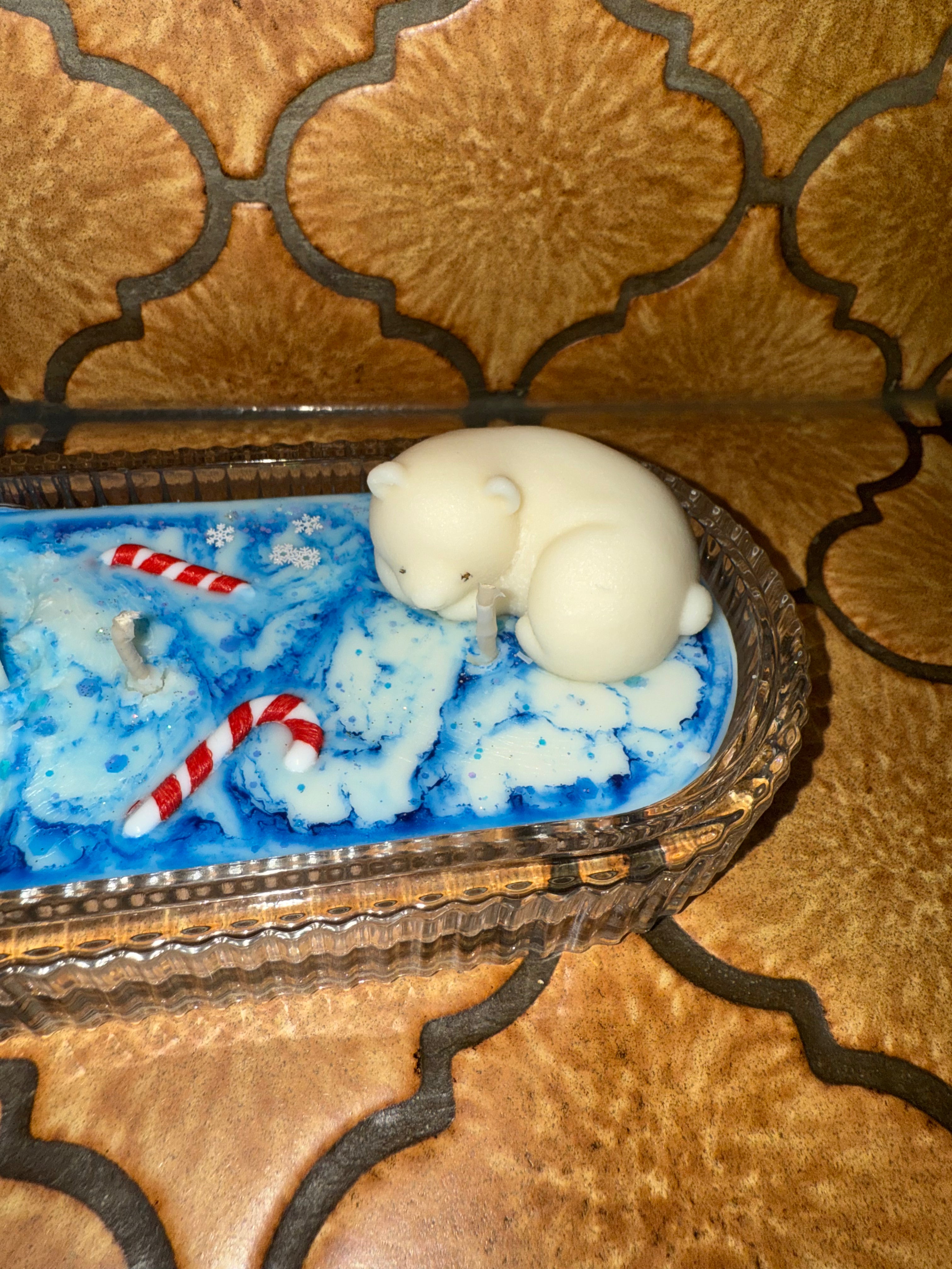 Bougie thème Noël ours polaire centre de table