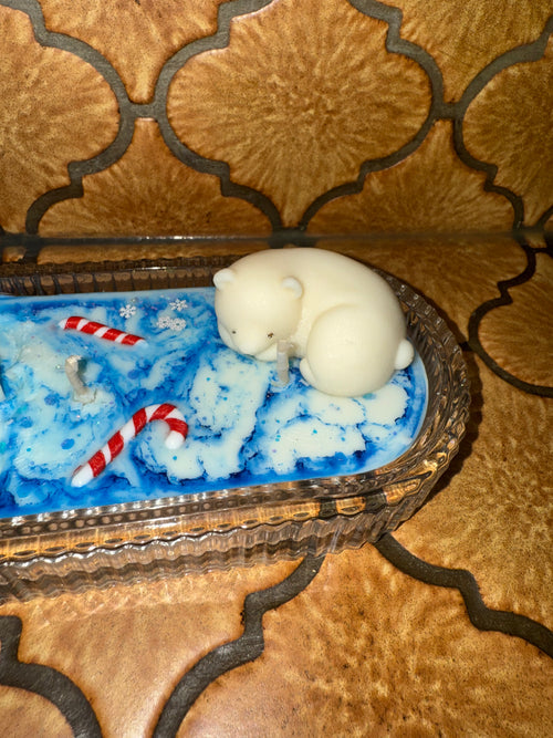 Bougie thème Noël ours polaire centre de table